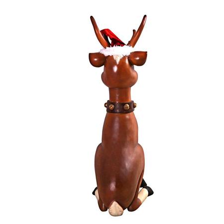 Design Toscano Santa's Red-Nosed Christmas Reindeer Statue: Sitting Large NE80087